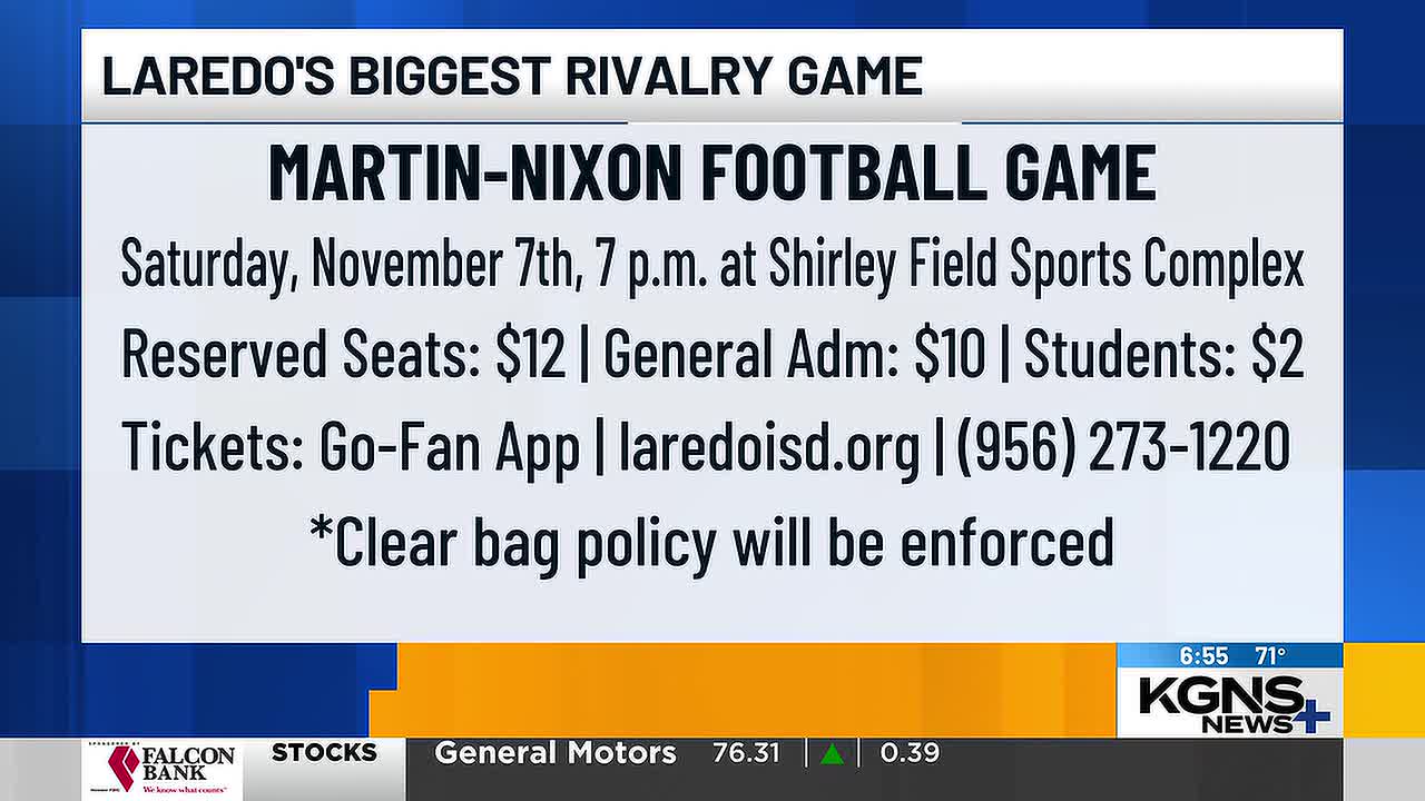 Tickets on Sale for 59th Annual Martin-Nixon Football Game