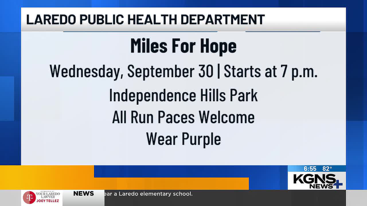 Laredo Public Health Department to Host ‘Miles for Hope’ Suicide Prevention Run