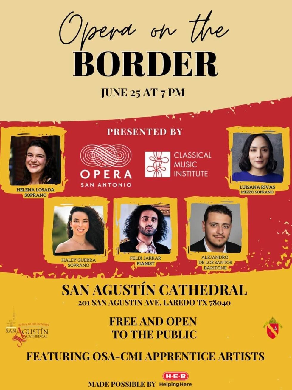 Opera Border Graphics Opera on the Border taking place at San Agustin Cathedral